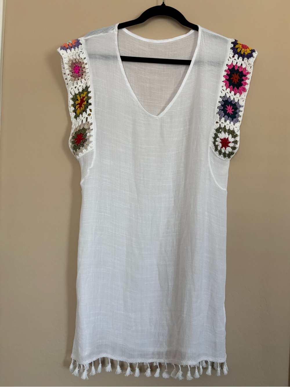 Tunic Swim Cover - Women’s White, Swim Cover, w/ Color Embroidery.